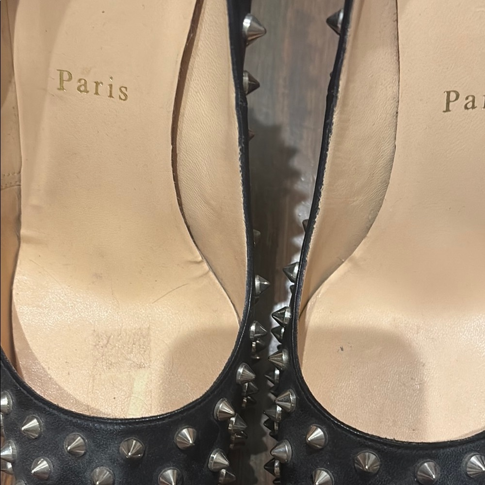 Christian Louboutin Black Stiletto Heels with Studded Design - Picture 3 of 4